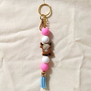 Highland Cow Beaded Keychain, Bag Charm - Western - Handcrafted